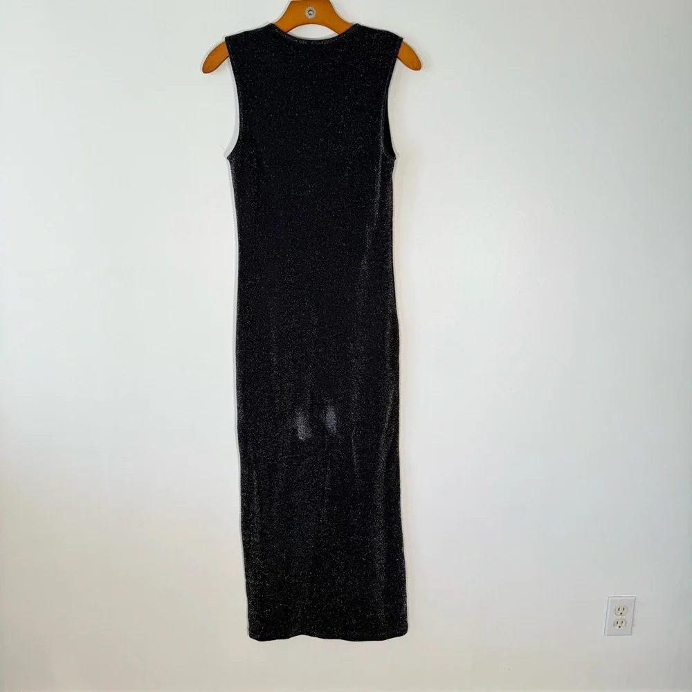 Reformation Maevry Knit Maxi Dress Sparkle Minimalist Party Black  S [flaw] - Picture 3 of 12
